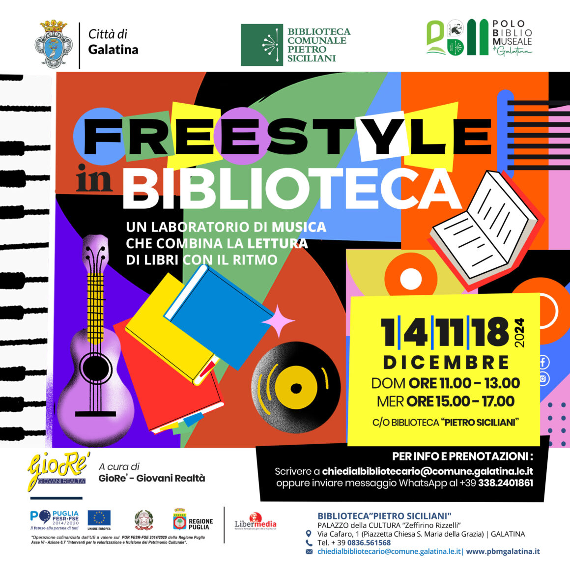 Biblioteca “P. Siciliani” – 1 Dic – Freestyle in Biblioteca